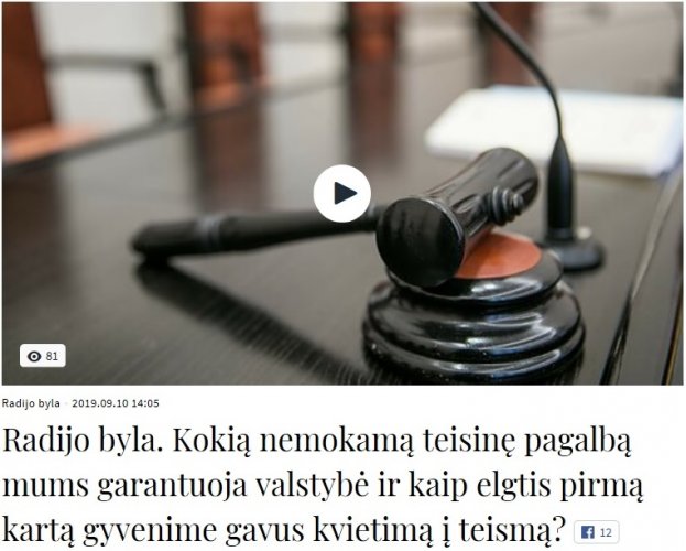 Pirmoje „Radijo byla“ laidoje teisėjos Donatos Kravčenkienės interviu